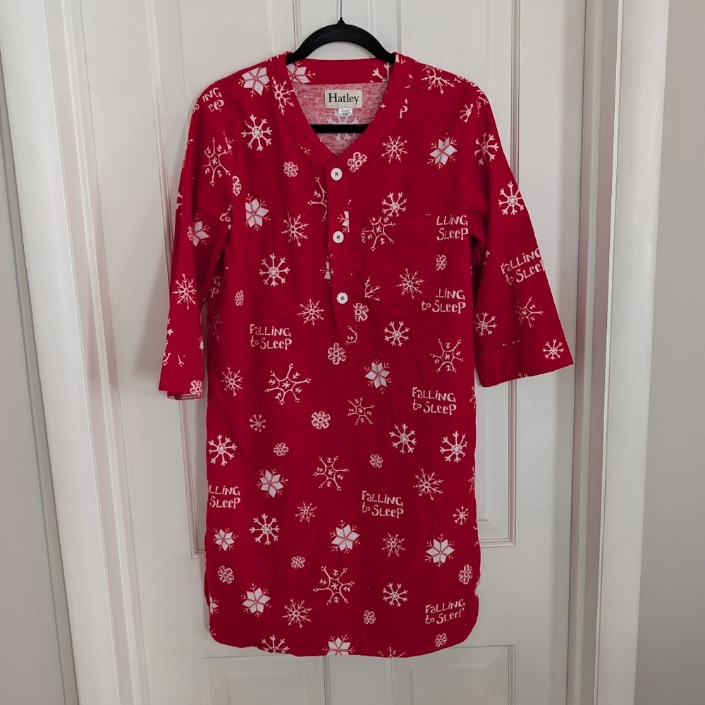 Hatley Women's Flannel Nightgown SMALL Christmas Holidays Snowflakes Sleep Shirt